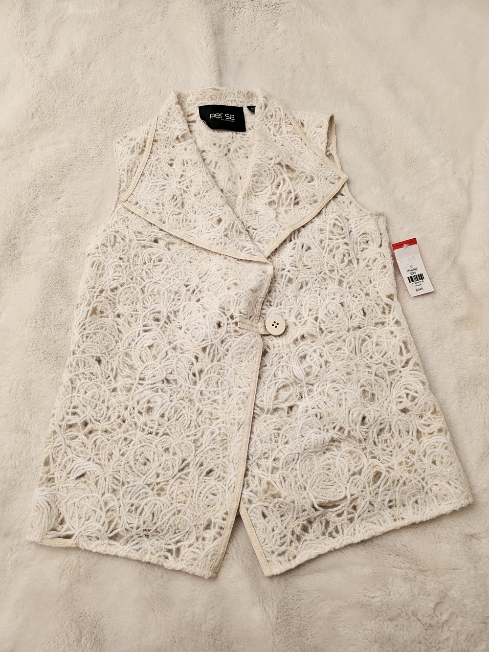 New Perse By Carlisle Wool Blend Button Front Vest Size 10